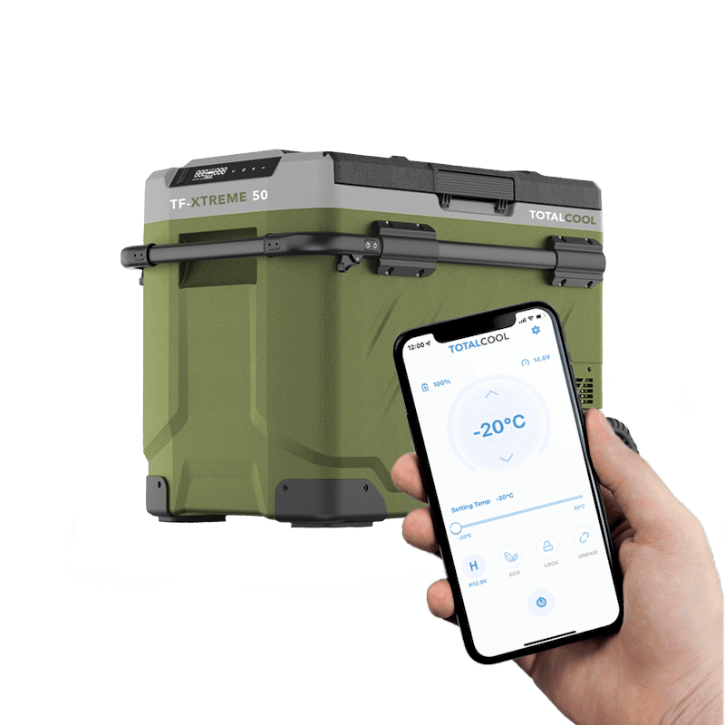 TF-Xtreme 50 Frigorífico Portátil con Congelador – Verde camuflaje/Gris